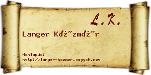 Langer Kázmér névjegykártya